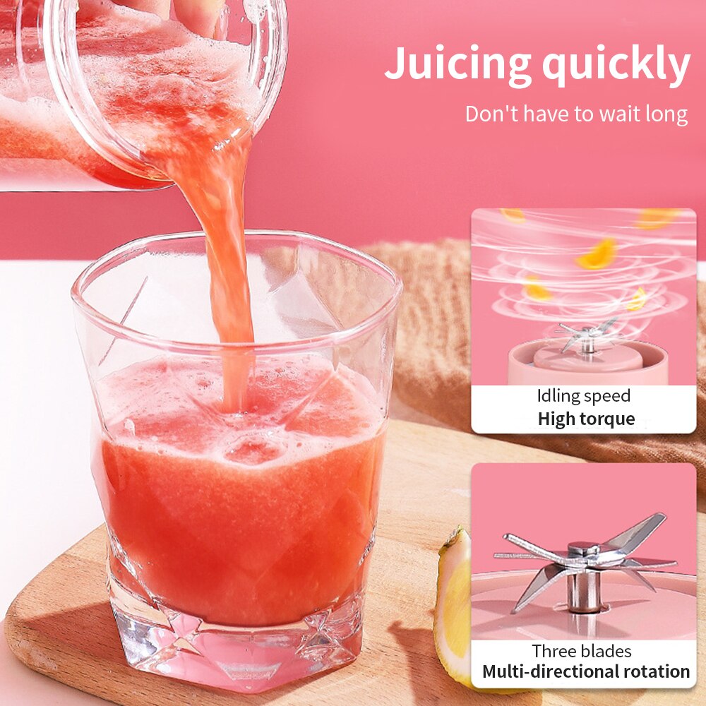 500mL Juicer Blender Fruit Squeezer 1pcs Mini Portable Squeeze Bottle Six Blades Smoothies Shakes Maker for Kitchen Tools