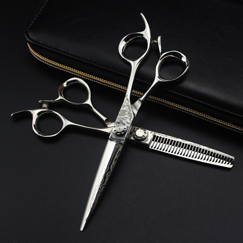 Damascus steel 6 '' cut hair scissors hair cutting barber makas haircut thinning shears set hairdressing scissors