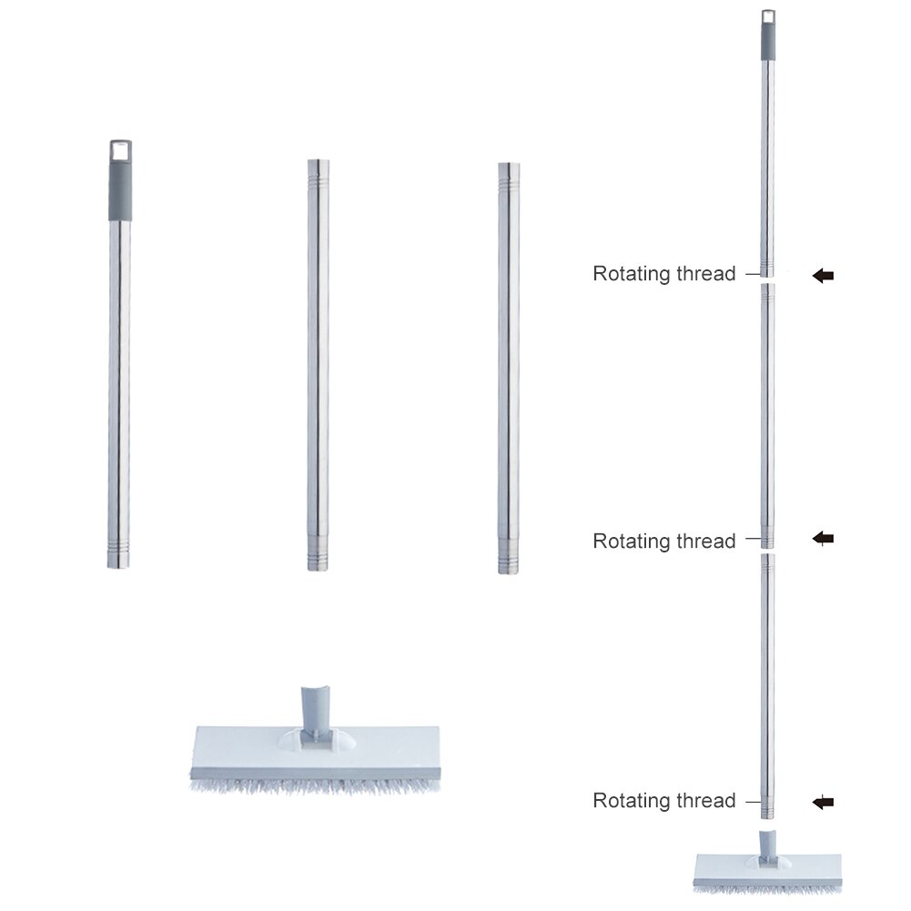 Adjustable Length Bathroom Dust Scraper Scrub Brush Carpet Floor Cleaning Swimming Pool Long Handle Push Broom Stiff Bristles