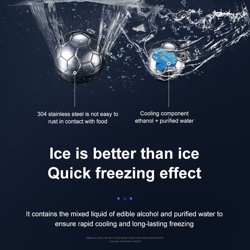 Stainless Steel Ice Cubes Football Shape Cooler Reusable Chilling Stones For Whiskey Wine Cooling Ball Party Bar Accessories