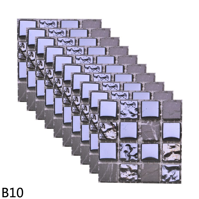 10pcs 10cm Mosaic Wall Tile Waterproof Self Adhesive Stickers for Home Bathroom PVC Tile Decal Kitchen Wall Sticker Art Decorate: B10