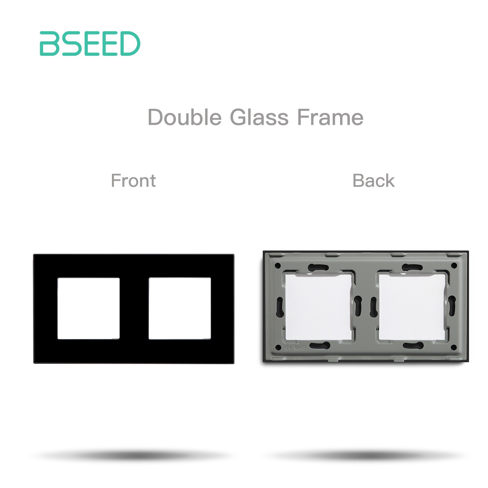 BSEED EU Standard Wall Glass Frame DIY Parts For Light Switch Sockets Metal Plate Included Crystal Panel Only 86/157/228mm: Ivory