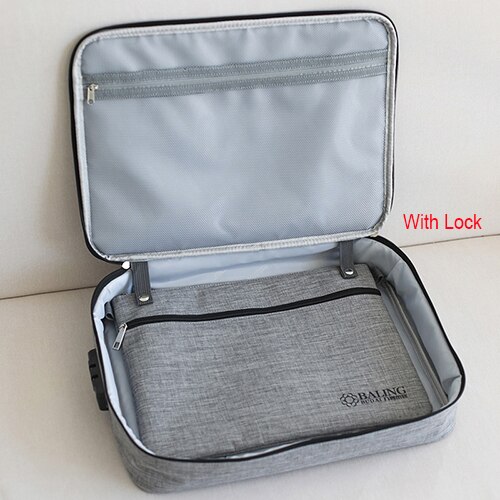 Big Capacity Men Document Bag Travel Man Waterproof Handbag Office Organizer Business Briefcase File Zipper Pouch Accessories: Gray B