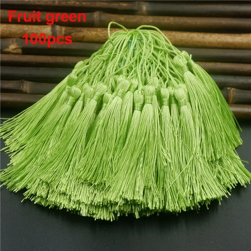 100 Uds. Borlas para marcapáginas, borlas artesanales suaves hechas a mano sedosas con bucles para manualidades DIY, marcapáginas para hacer joyas: Multicolor