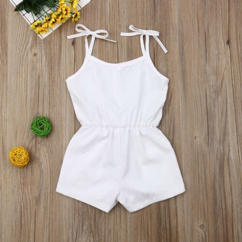 Newborn White Romper Baby Boy Girl Sleeveless Romper Playsuit Jumpsuit Outfit Summer Toddler Baby Clothes