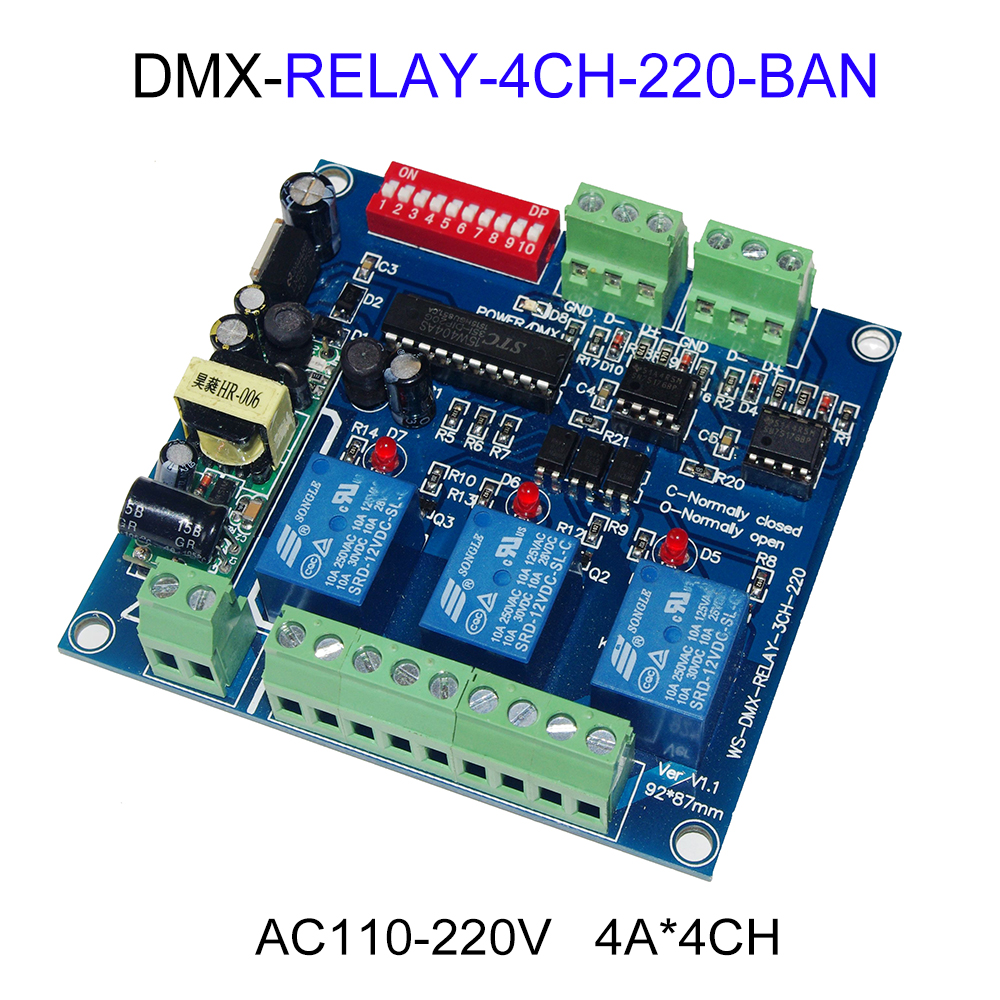3CH 4CH 8CH 12CH 16CH Relay Switch RGB Controller LED DMX512 Decoder Controller Dimmer DC12V AC110-220V For Led Strp Lights Lamp: RELAY-4CH-220-BAN