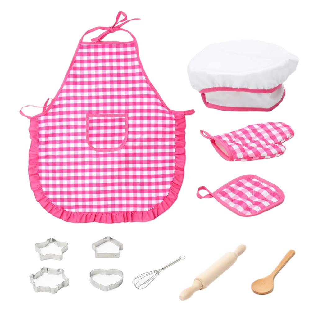 Kitchen Pretend Play Accessories Toys With Apron & Chef Hat & Utensils 11pcs