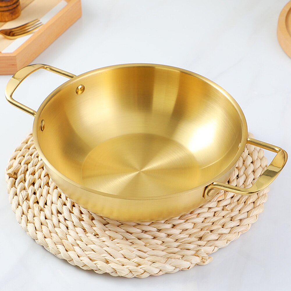 Stainless Steel Potted Dishes Thickened Seafood Grill Pan Double Ear Golden Ramen Soup Pot Instant Noodle Pot Mini Pot
