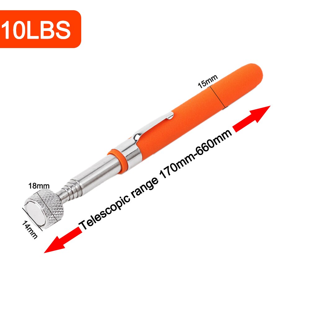 Portable Mini Telescopic Magnetic Pick Up Tool Magnet Pen with Light Extendable Pickup Rod Stick for Picking Up Nut Screws Bolt