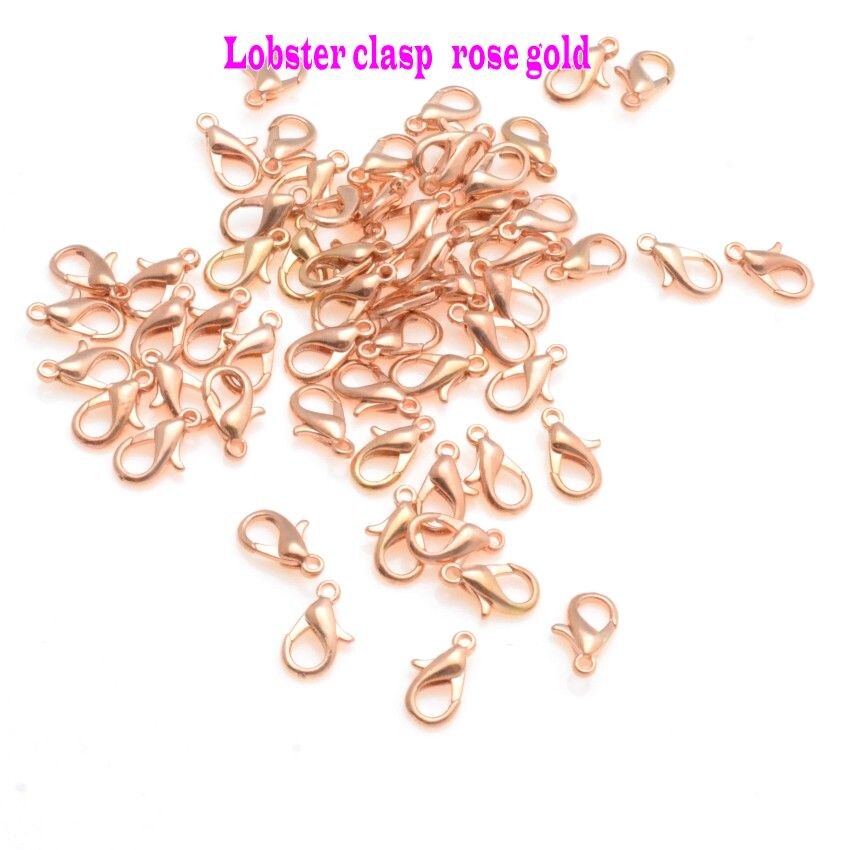 Jewelry Findings Diy 12*6mm 14*7mm Gold/Silver/Bronze/Silver Tone Lobster Clasp For Jewelry Making: Rose Gold / 14x7mm