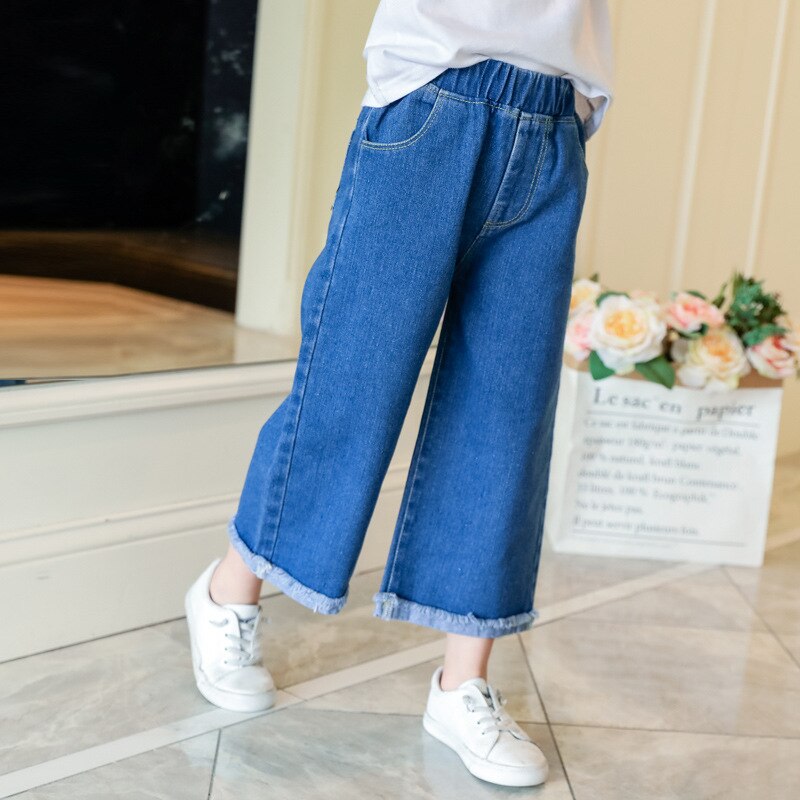 Printemps enfants jean droit jambe large Denim jean pour filles coton pantalon décontracté coupe large automne adolescents pantalon 4 6 8 10 12 ans