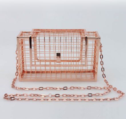 métal creux femmes épaule bandoulière sacs dames fête soirée sac de luxe femme sacs Cage sac à main embrayages: rose gold handbag
