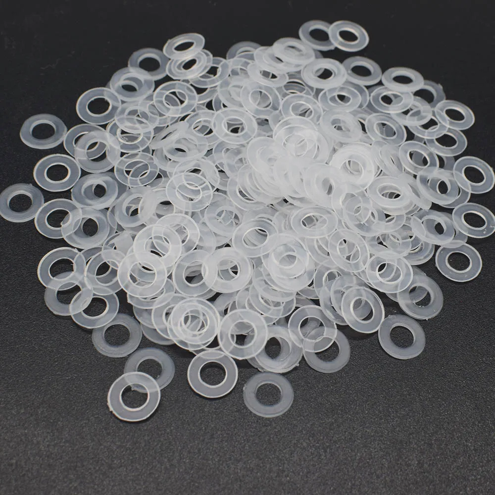 Arandelas de ojales de plástico, junta lisa aislante transparente de nailon, espaciador de anillo, almohadilla de arandela plana utilizada para ojales, botones, Fastner