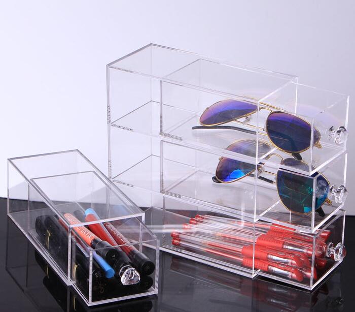 Flerlags akryl læbestift makeup skuffe holder kuffert kosmetik opbevaring makeup briller organizer neglelak display stand stativ