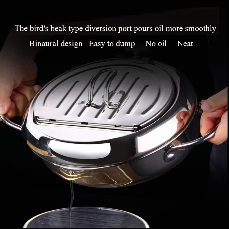 Mini acier inoxydable cuisine profonde marmite thermomètre friteuse poêle contrôle de la température frite poulet marmite outils de cuisson