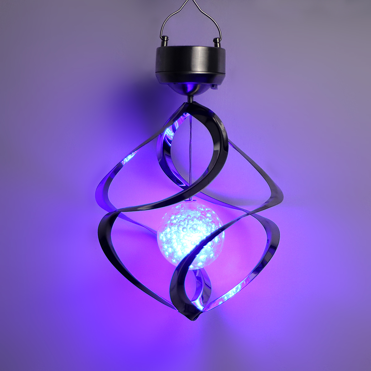 Aurinkoenergialla toimiva tuulikello valo onnellinen vuosi led puutarha riippuva spinner lamppu värin vaihtava merkkijono valot ulkolyhdyt
