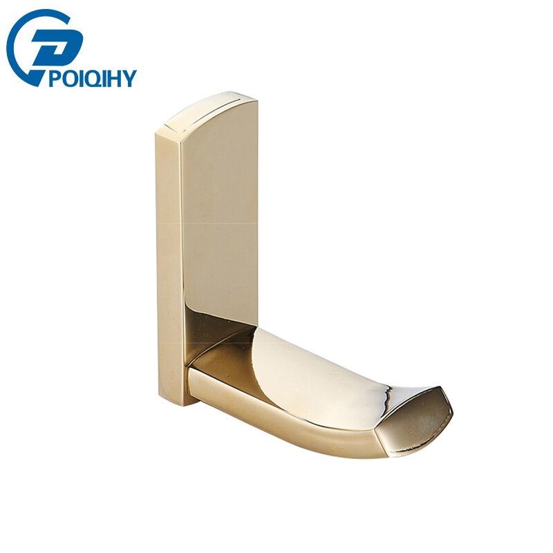 Set de accesorios de baño cuadrados de latón dorado de POIQIHY, estante para toallas, soporte de papel higiénico para Bar, soporte para toallas, gancho de tela, soporte para cepillo de baño PHY016: Single Hook
