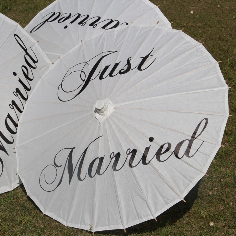 Chinese Traditional Handicraft Handmade Rice Paper Parasol Wedding Just Married Print Paper Umbrella Party