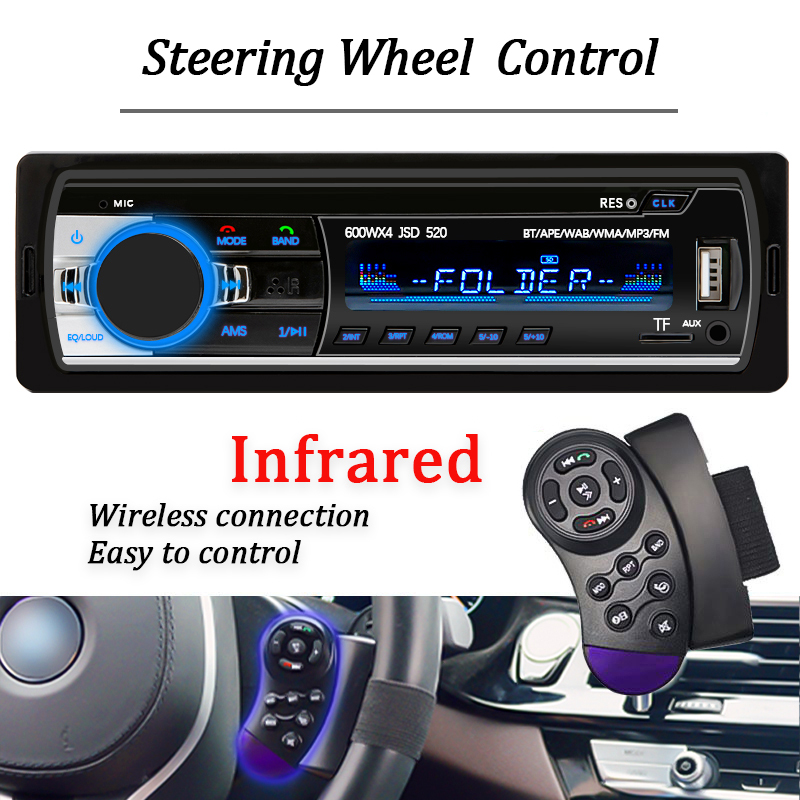 Radio samochodowe 1-dinoowy odtwarzacz stereo Cyfrowy odtwarzacz MP3 Bluetooth Radio FM Stereo Audio Muzyka USB Z wejściem Dash AUX
