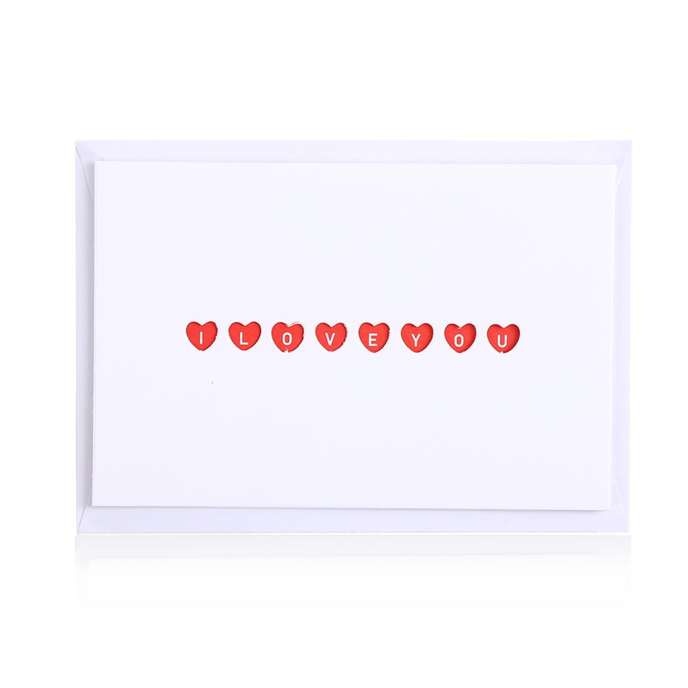1pc romantiske jeg elsker dig hule lykønskningskort hjerteform kærlighedsord bryllupsfødselsdag invitation velsignelse kort papirforsyning