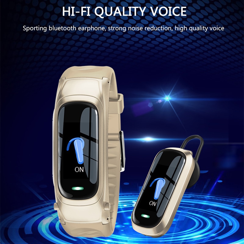 FLUXMOB B9 Bluetooth Headset Smart Bracelet 2 in 1 watch with earbuds Wristband Heart Rate Blood Pressure Sport Earphone and Mic