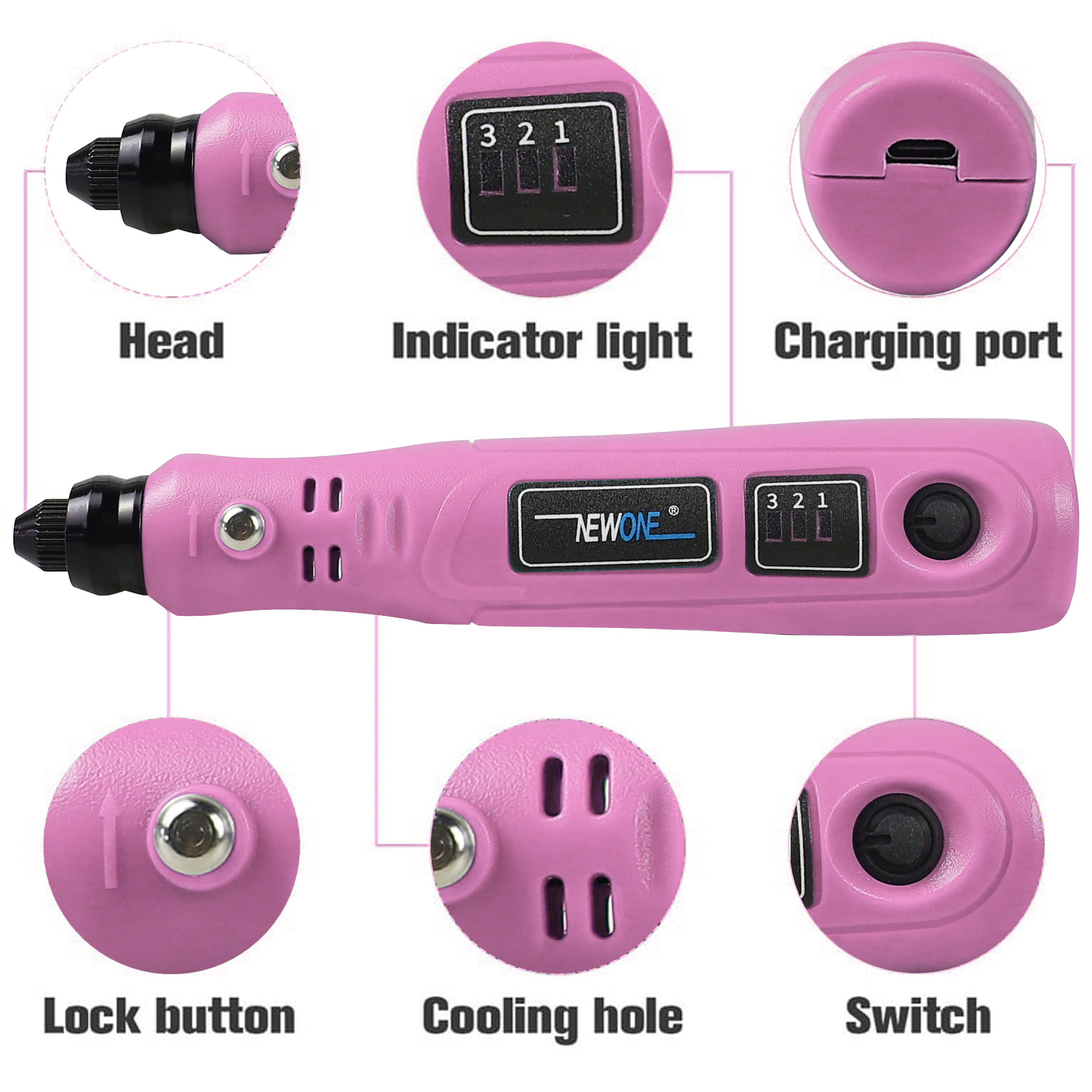 3.6V Mini Cordless Rotary Tool Kit, USB Charging 3-Speed Multi-Purpose Power Rotary Tool For Sanding, Polishing, Etching, Engrav