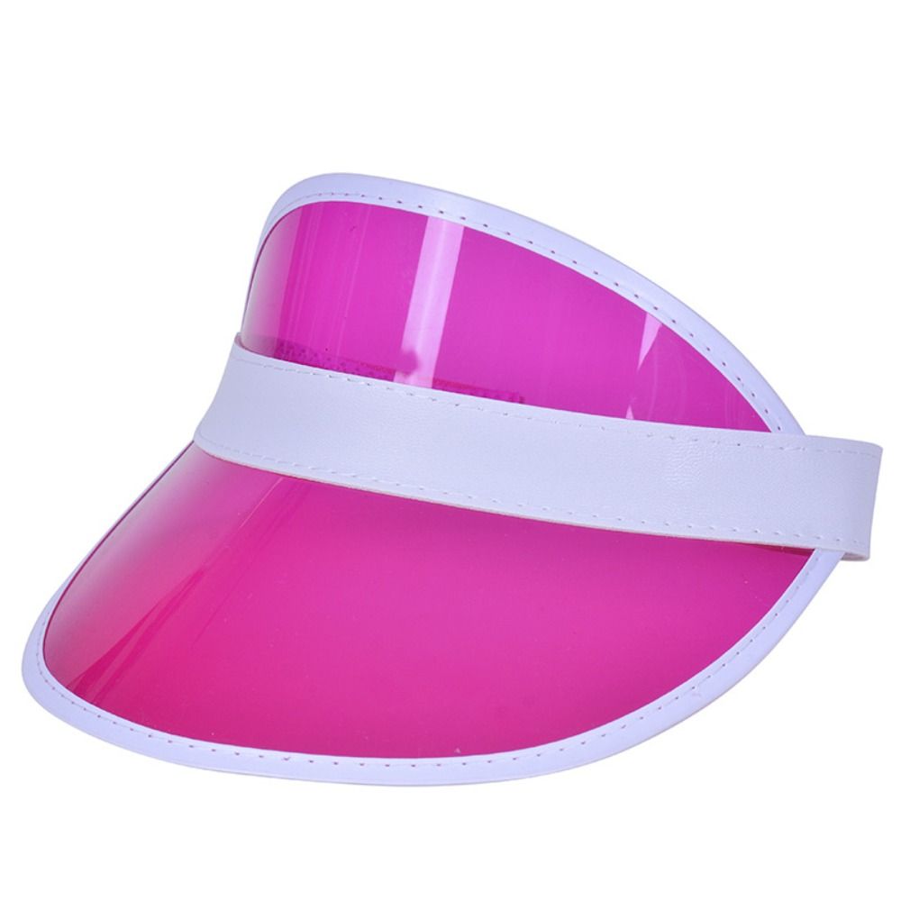 Pvc sommerbaseballhatt gjennomsiktig plast sportsvisirer dame menn anti-uv solhette utendørs solskjermhatt: Rosa