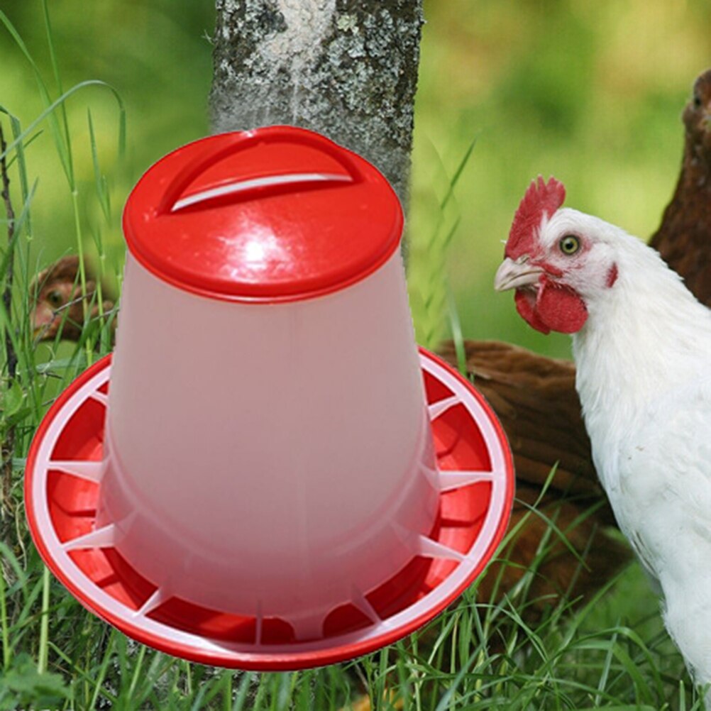 Red Plastic Feeder Baby Chicken Chicks Hen Poultry Feeder Lid & Handle 1.5kg