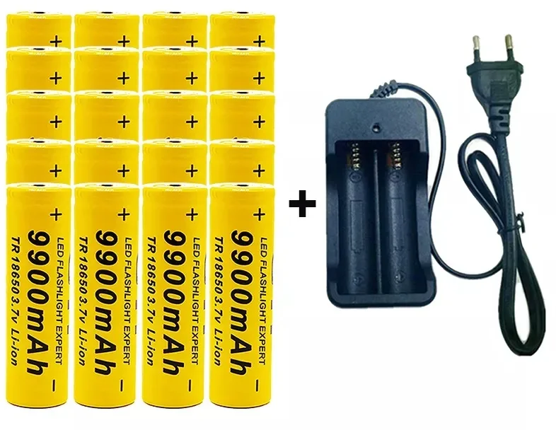 18650 Akku Akku 3,7 V 9900mAh Li-Ionen-Akku für Taschenlampen-Ladegerät: Orange