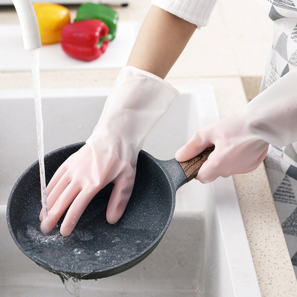 Guantes de goma para limpieza del hogar, manoplas de látex para cocina, platos de lavado con diapasón de plástico, para lavar platos de jardín, de manga larga