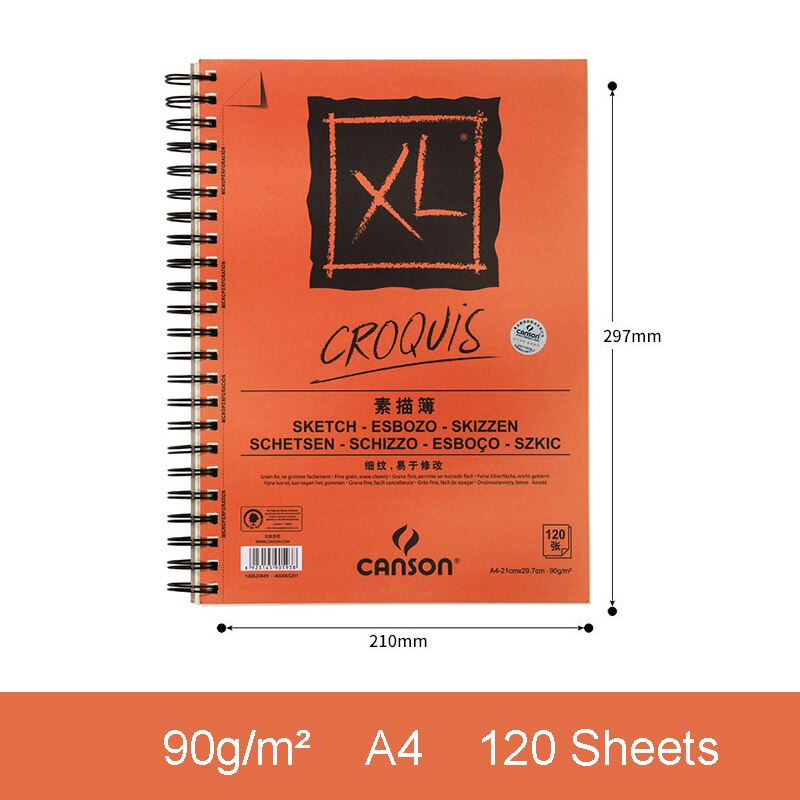 Canson XL – papier aquarelle A4 16K, papier pour croquis, livres, peinture acrylique, crayon de couleur, pour artiste et étudiant: Sketch Book A4