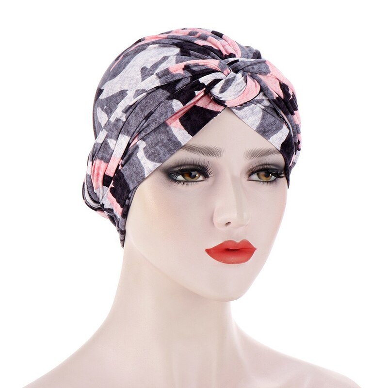 Bohe – Turban de sommeil à volants croisés pour femmes musulmanes, écharpe, bonnet, chapeau, accessoires contre la perte de cheveux: Rose