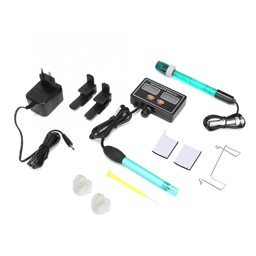Salinity Tester 2in 1 Online PH and Salinity Monitor PH Meter Salinity Tester for Aquarium Pool Water Tester EU 220V