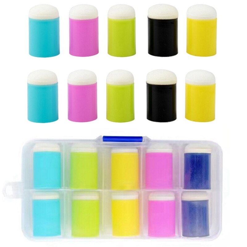 Craft Stempel Patroon Diy Kleuren, 36 Kleuren Regenboog Vingerafdruk Pad Met 10 Stuks Van Vinger Schilderen Sponzen