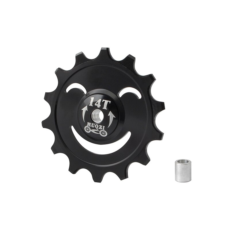 MUQZI Bike 12T 14T Rear Derailleur Jockey Wheel Ceramic Bearing Guide Wheel MTB Road Bicycle Aluminum Alloy Pulley Idler: 14T Black