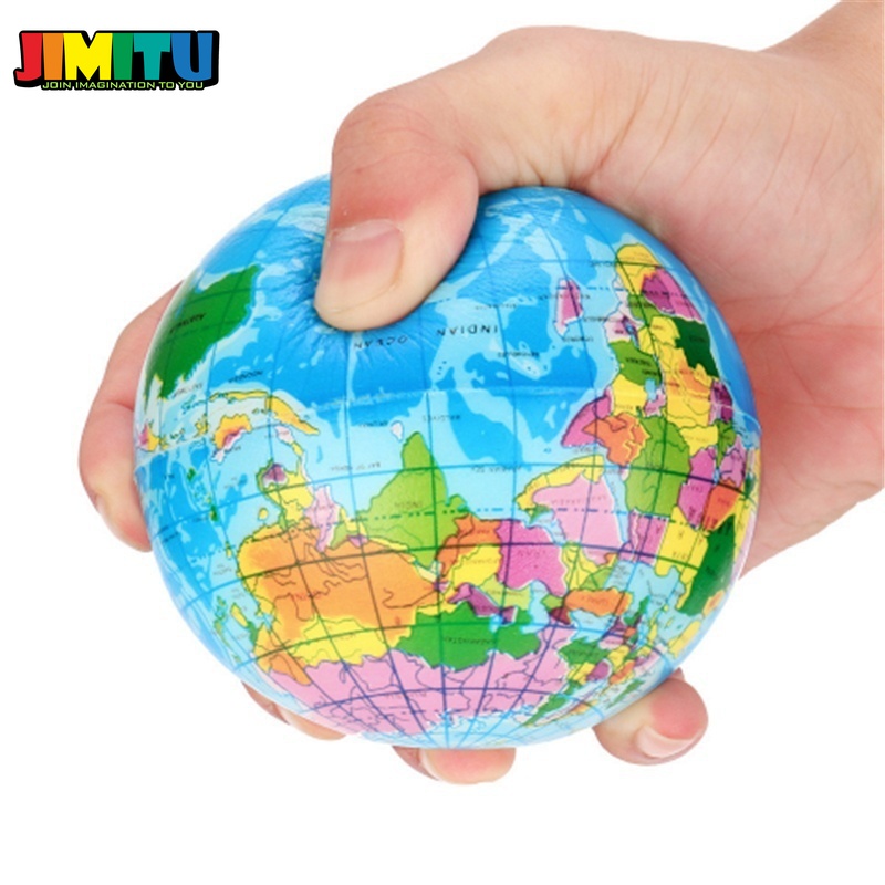 JIMITU divertida pelota de espuma para aliviar el estrés de 63mm con el mapa del mundo, globo Atlas, palma, bola para apretar, Planeta Tierra, divertida pelota antiestrés