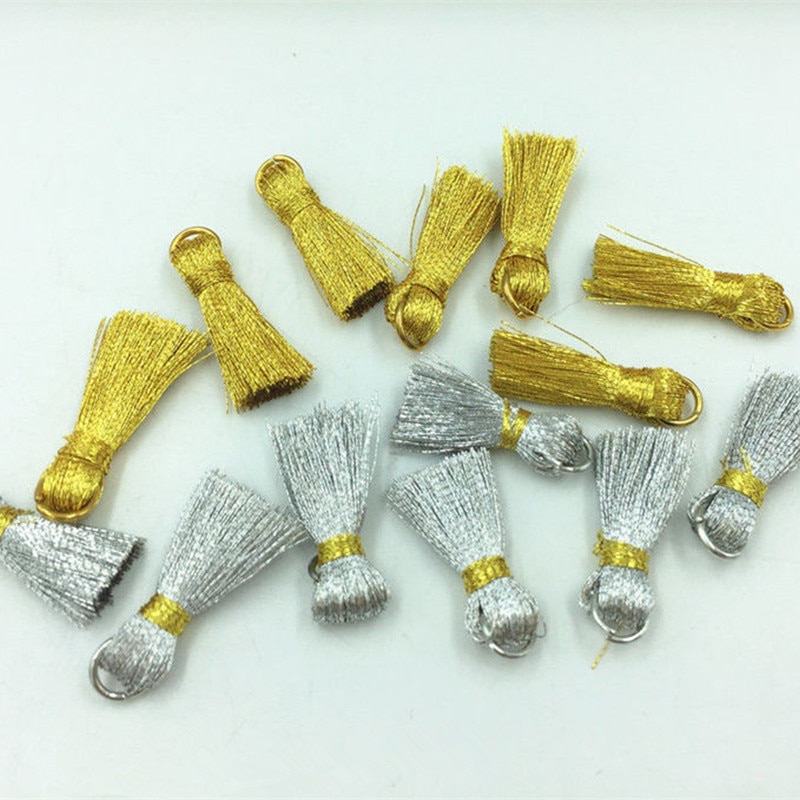 DIY 60pcs Mini Gold and silver tassel Bookmark tassels Jewelry Accessories Handicrafts DIY