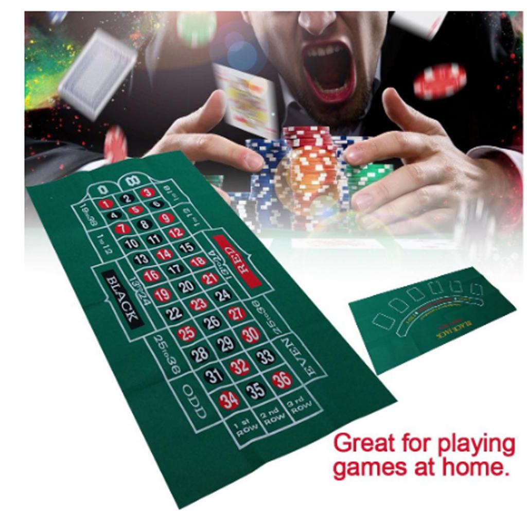 Roulette Casino Tabletop Felt Layout Mat Double-sided Waterproof Blackjack Board Game Layout Cover 60x120cm