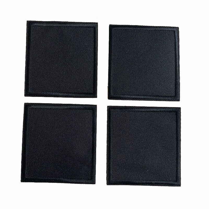 5Pcs Black Square Embroidered Patches For Clothes Iron on Patch Applique Sticker DIY Badges Apparel Accessories