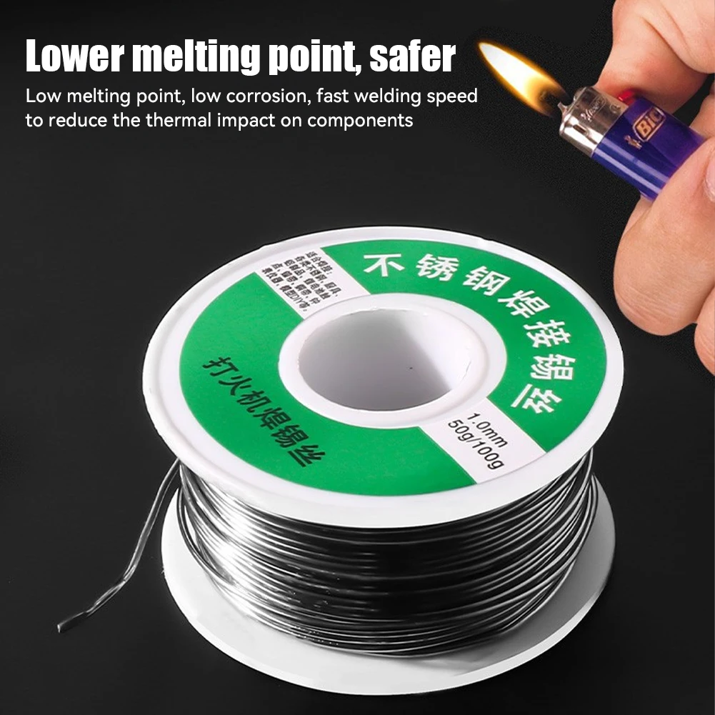 50/100g Easy Melt Low Temperature Solder Wires Stainless Steel Metal Weld Cored Welding Wires Universal Silver Welding Tools