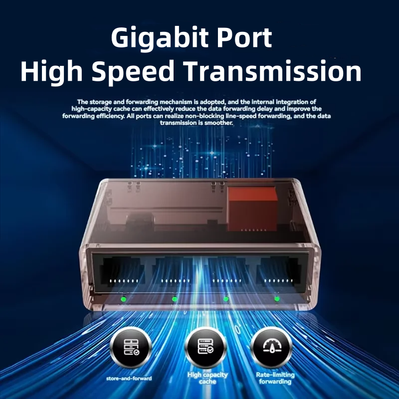 1000Mbps Internet Splitter Network Switch RJ45 LAN Hub Stable Ethernet Adapter for Router PC TV Simultaneously Networking