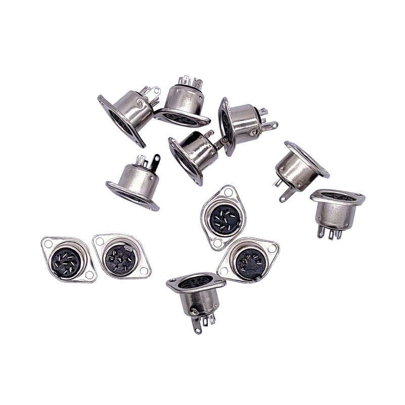 5Pcs Computer Keyboard Plug DIN S Terminal Connector 3P4P5P6P7P8P Female Socket Mount adapter SOLDER MIDI cable connector