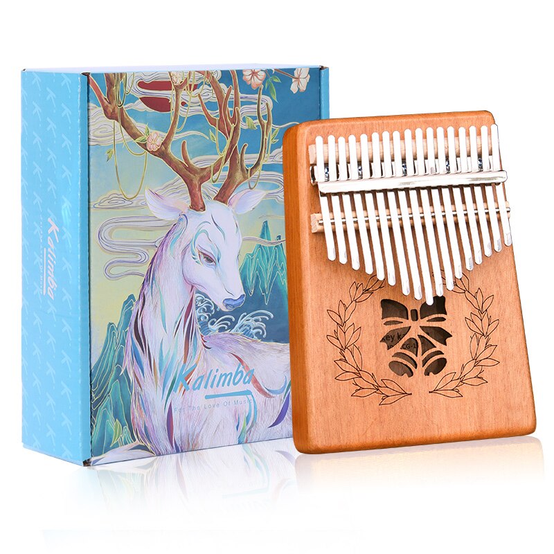 17 Keys Kalimba Wood Mahogany Thumb Piano Portable Hollow Pattern Finger Marimba Likembe Musical Instrumentos Pianoforte Calimba: Wood