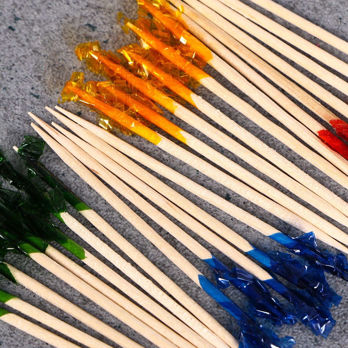 100pcs Bamboo Fruit Picks With Colorful Strip Flower Pick Cocktail Sticks Cocktail Pick Sandwich Fruit Toothpicks Random Color