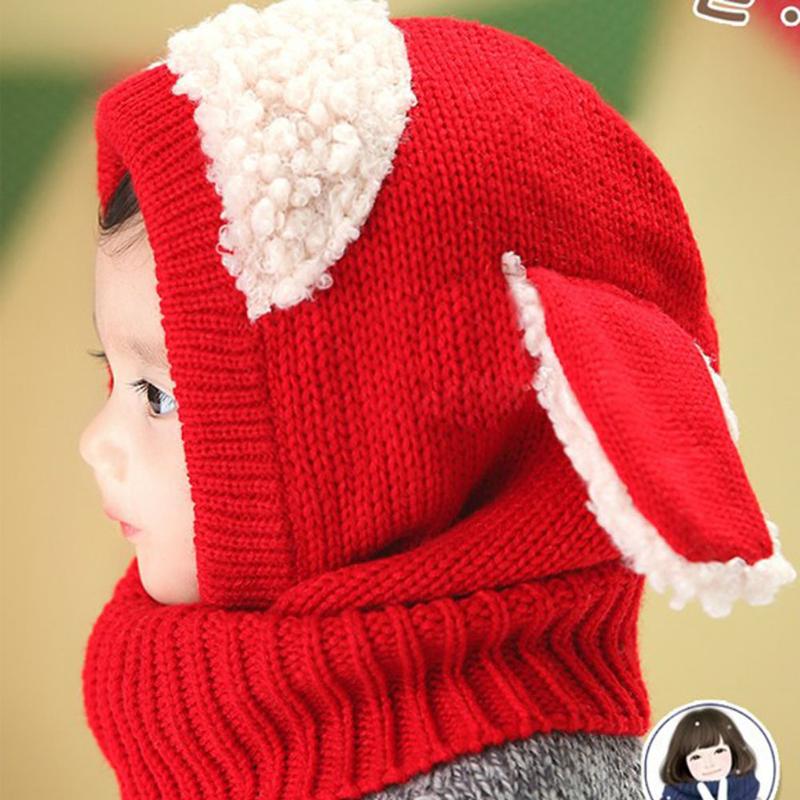 Kanin lue skjerf sett låve takrenne vinter strikket lue og skjerf sett smålåve låve varm fleece maske balaclava lokk