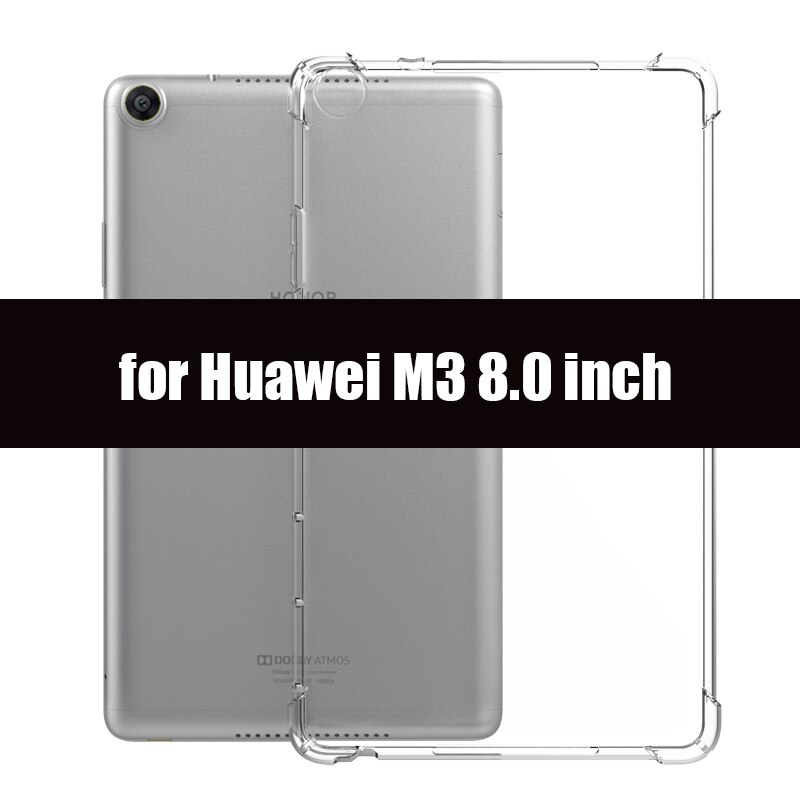 Hoesje voor huawei mediapad  m5 8.4 10.1 10.8 hoesje, transparant zacht siliconen hoesje voor huawei  t5 10.1 8 inch  t3 7/8/9.6 m3 hoesje: Voor  m3 8.0