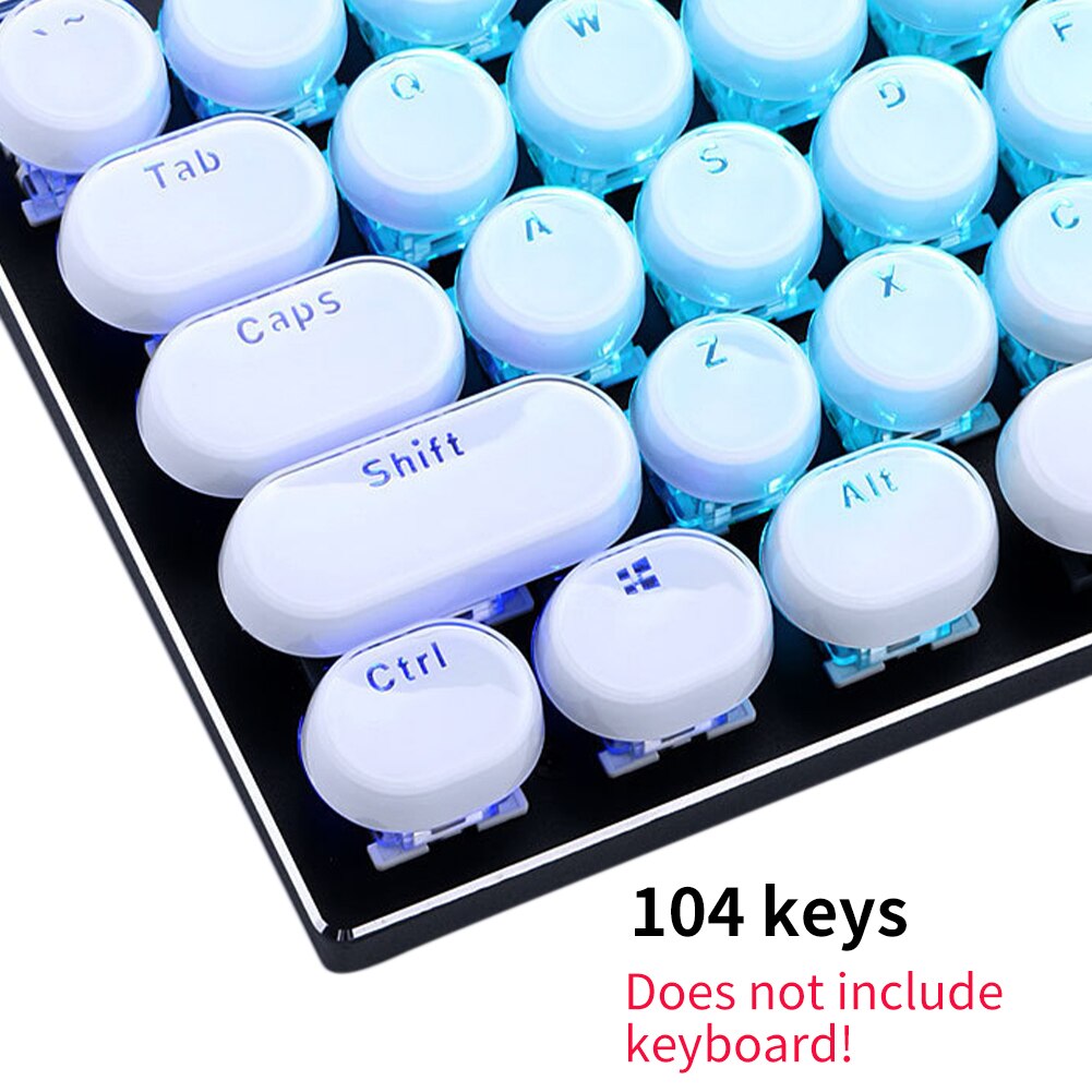 104 Keys Durable Decorative Replacement Home Mechanical Keyboard Office Backlit Computer Accessories Retro Gaming Keycap: White 3
