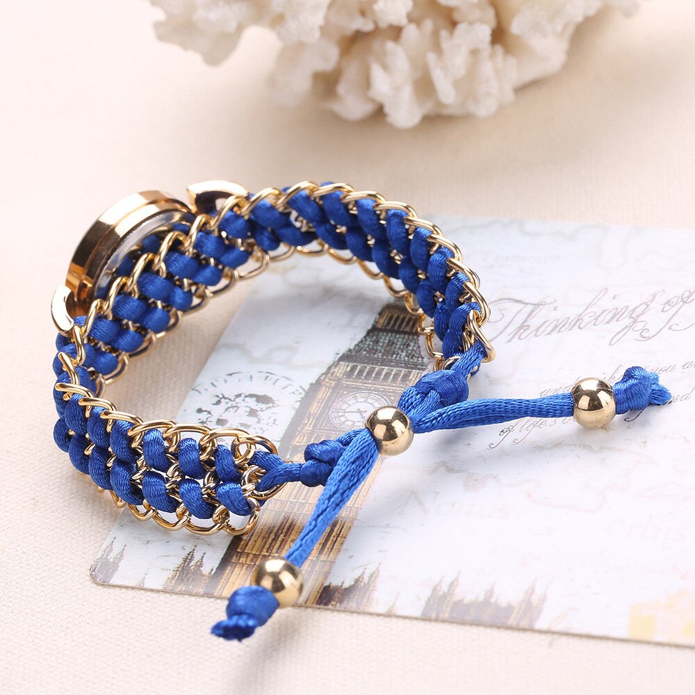 Women Knitting Rope Chain Winding Analog Quartz Movement Wrist Watch Compact Round Woven Wrist Clock Zegarek Damski