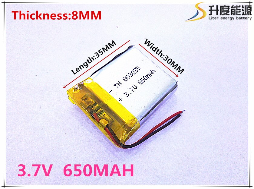 Polymer battery 650 mah 3.7 V 803035 smart home MP3 speakers Li-ion battery for dvr,GPS,mp3,mp4,cell phone,speaker