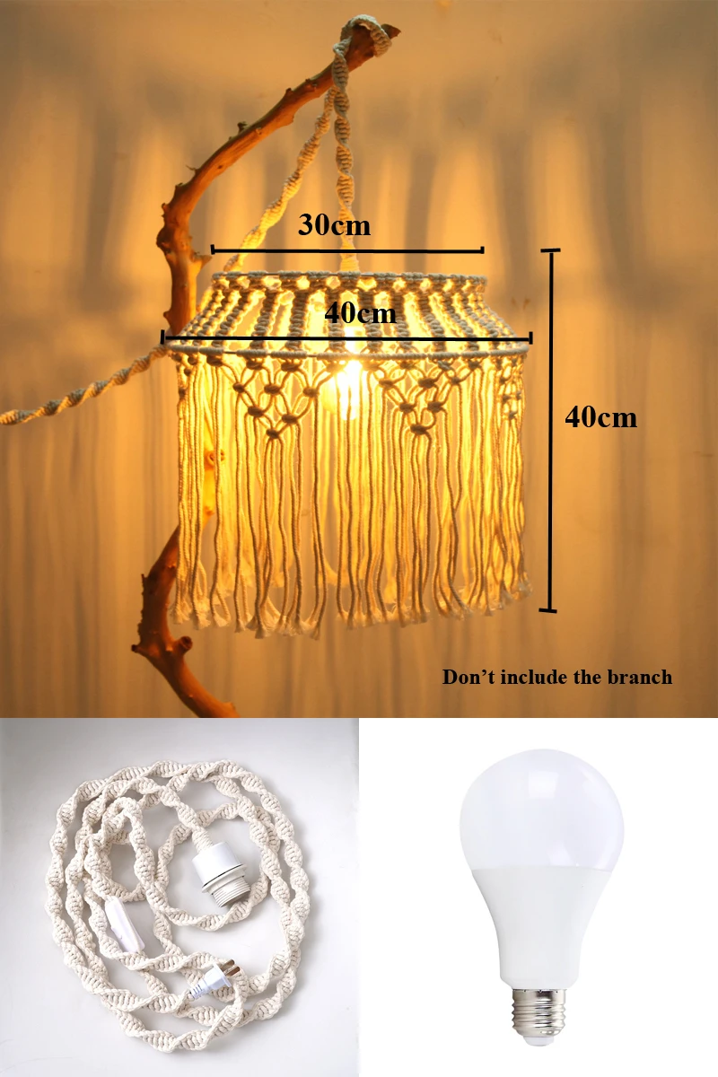 LED-Stehlampe, gewebt, geflochten, nordische Lampe mit E27, 7 W Glühbirne, eins-Decken-/Ständerleuchte für Höhle Innenbereich, für Zimmer-Eckdekoration: Blau / Weiß